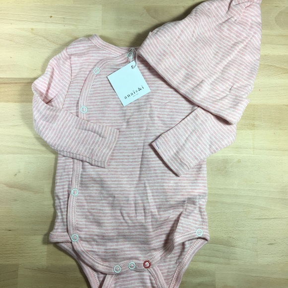 Anais & I Pink Striped Onesie and Hat Set - Picture 1 of 1